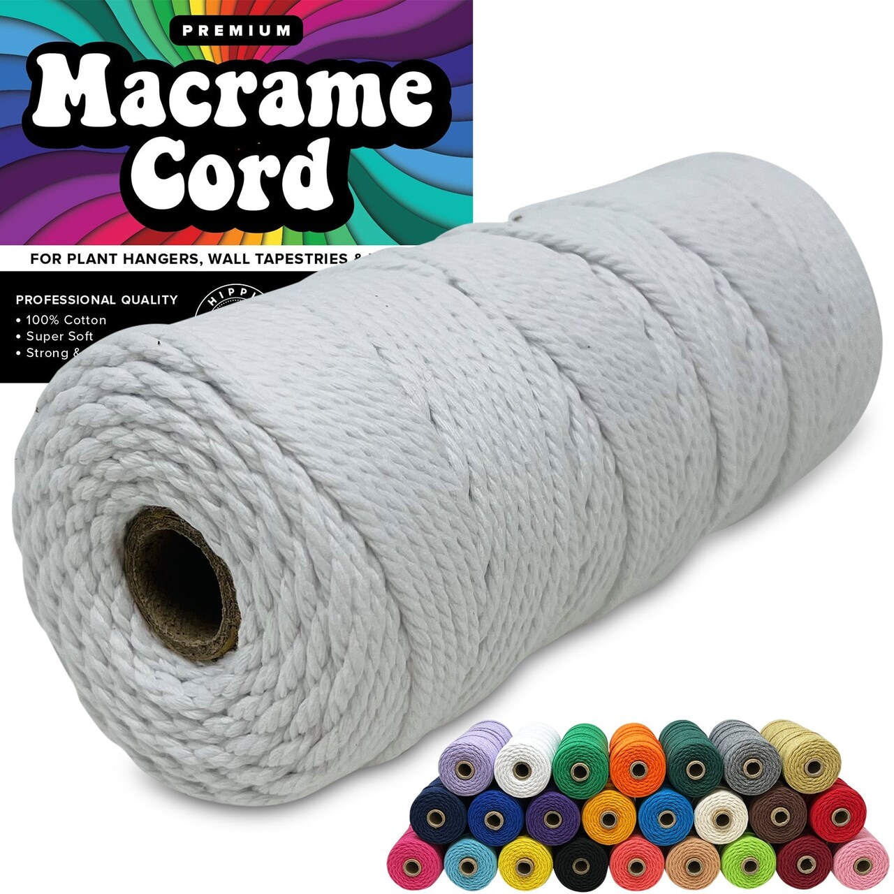 3mm Macrame Cord 3mm Thick Cords for Macrame Yarn 100% Cotton Colored Macrame Rope Cord Natural Craft Cord String Yarn Supplies 325 Feet 3 mm Cotton Macrame Cord Thin Macrame Supplies